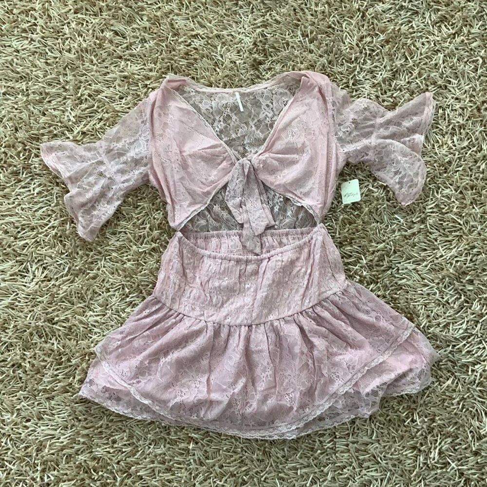 Free People Lala Lace Mini Dress Size L - Picture 4 of 9